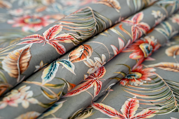 Floral & Feather Digital Print Cotton Fabric