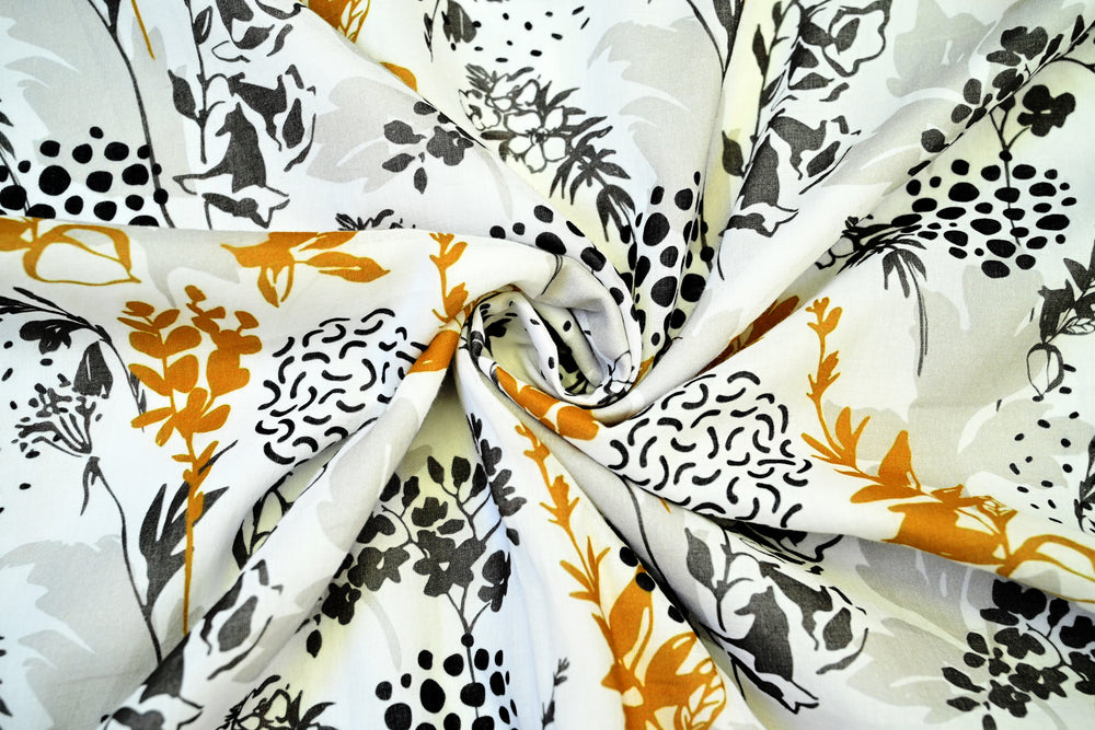 yellow cotton fabric flower print