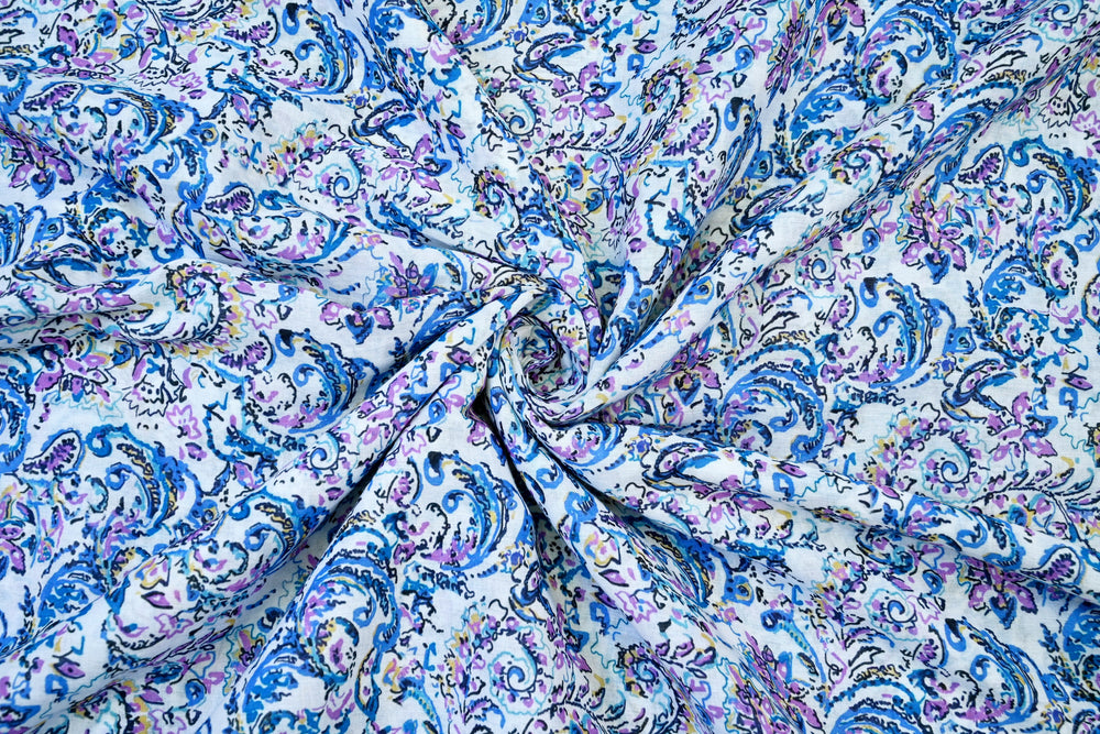 Indian Blue Floral Fabric