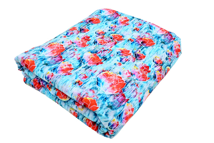 Wholesale Lot of Beautiful Flower Digital Print Cotton Fabric ~ Sky Blue