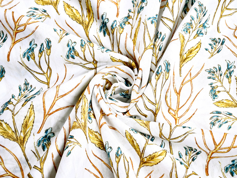 Yellow, Blue Printed Cotton Fabric Trends