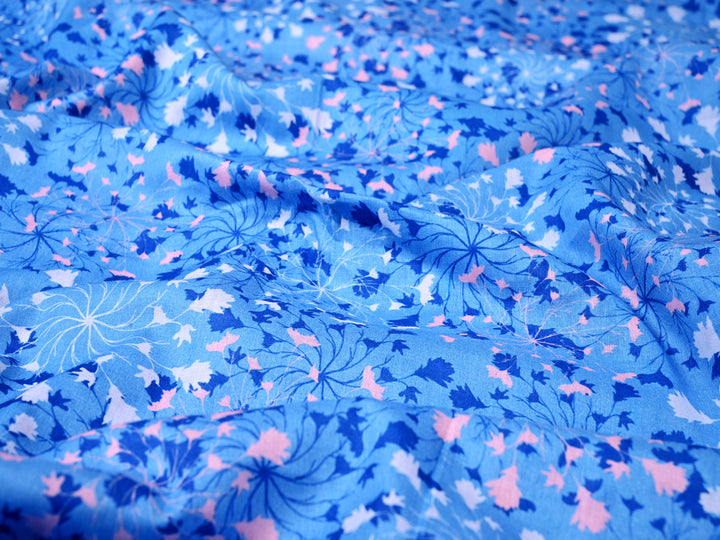 100% Organic Cotton Tiny Floral Fabric by the Yard ~ Blue