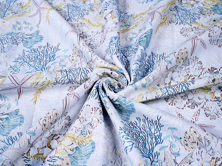 Blue Tree Branches On Cotton Fabric Trends