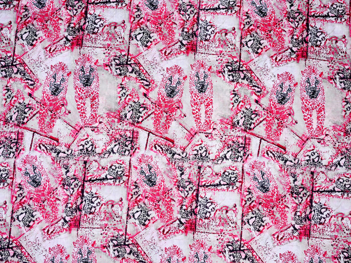 Pink Abstract Print Quilting Fabric by the Yard