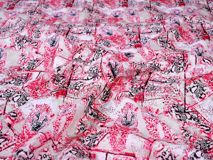 Pink Abstract Print Quilting Fabric by the Yard