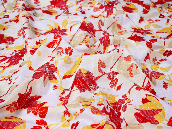 Red Floral Print 100% Cotton Christmas Fabric