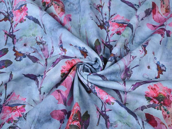 Pink Flower Design on Cotton Fabric Trends