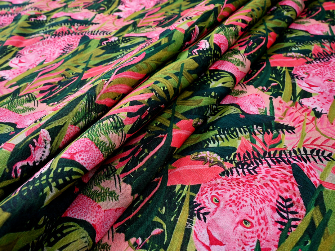 100% Pure Cotton Jungle Tiger Print Fabric by the Yard