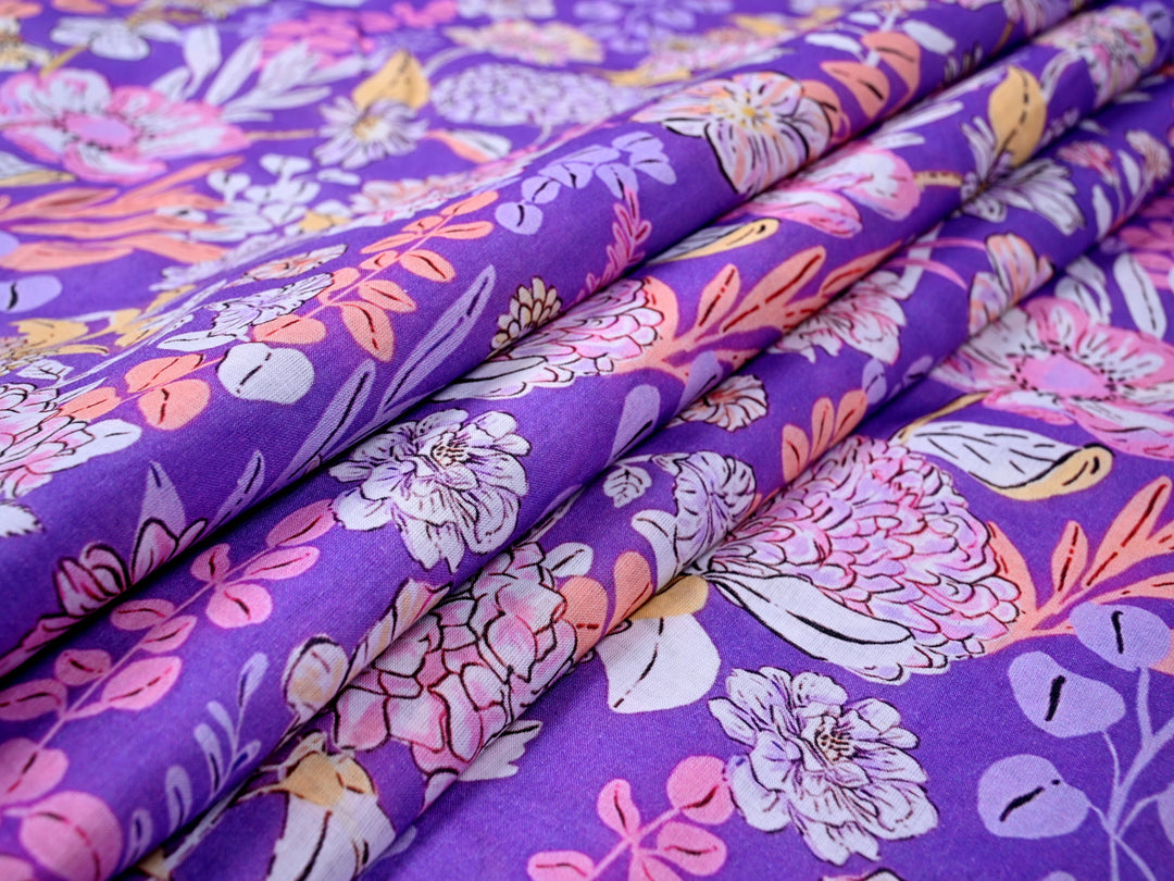 On Purple Base White floral pattern