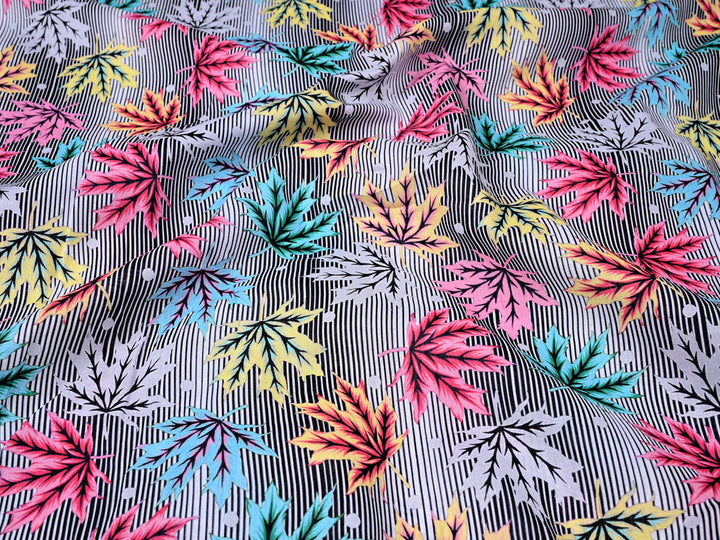Multicolor Leaves Pattern Fabrics