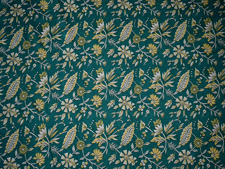 Natural Packed Green Leaves Cotton Fabric ~ Green