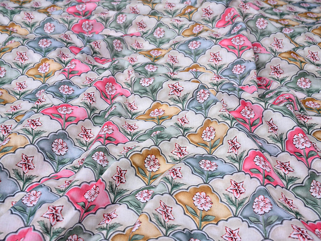 Jaipuri Pattern Cotton Voile Fabric