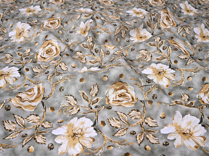 Large Flower Roses Pattern Cotton Fabric