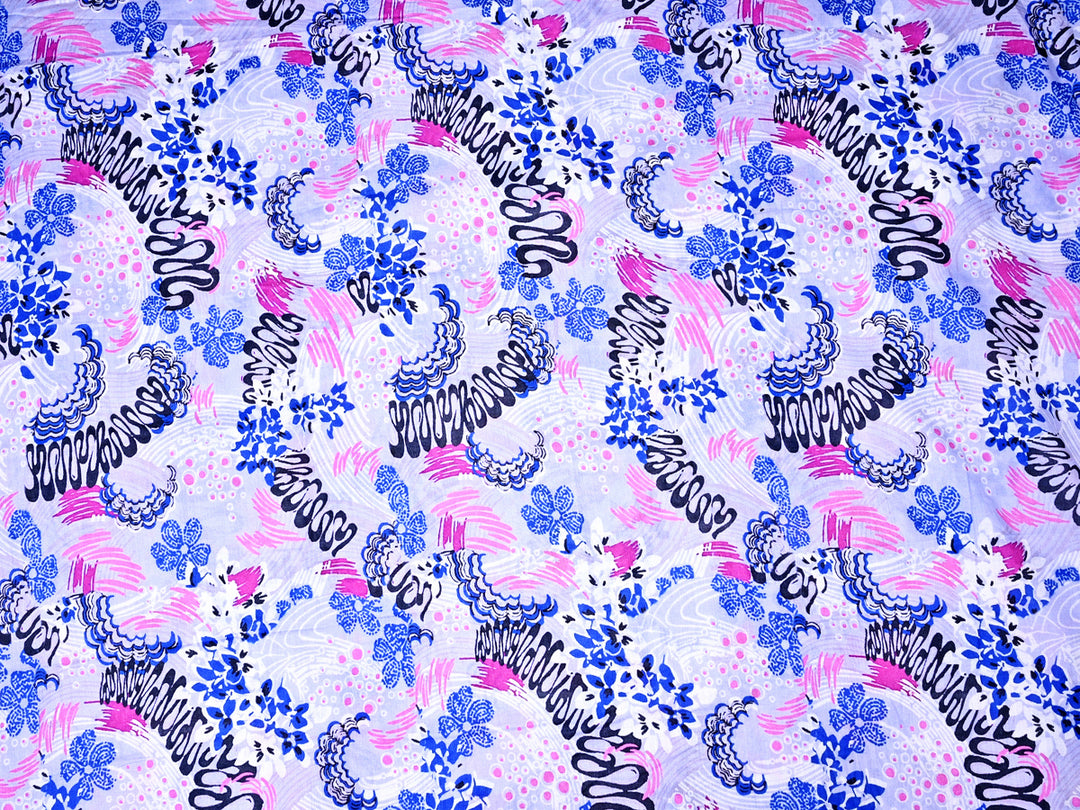 Abstract Flower Print Cotton Fabric by the Yard
