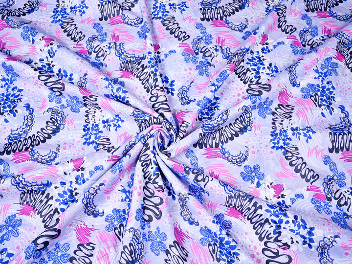 Abstract Flower Print Cotton Fabric by the Yard