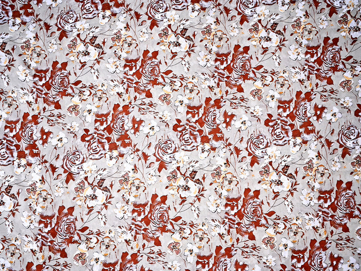 Brown Floral printing Fabric Cotton