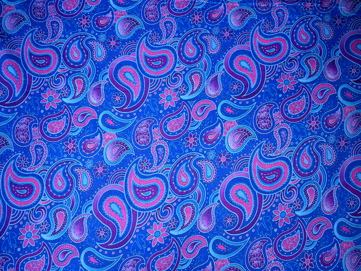 Boho Pattern On Cotton Blue Base 