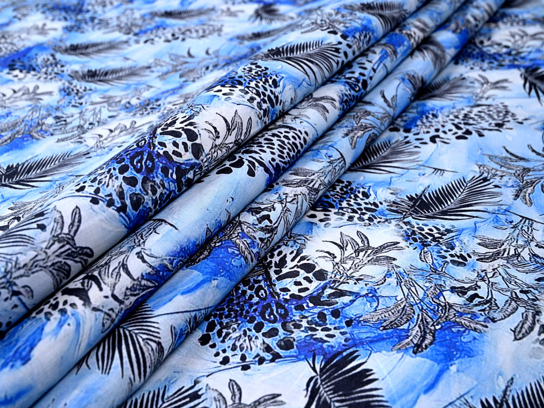 Black Feather Print Fabric by The Yard 42 Inch Wide