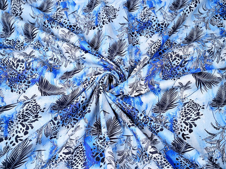 Black Feather Print Fabric by The Yard 42 Inch Wide