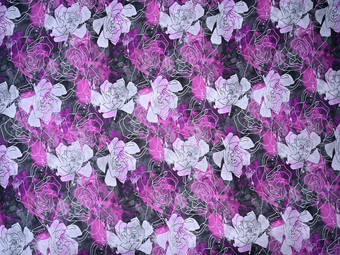 100% Pure Indian Cotton Wide Pink floral Digital Print fabric