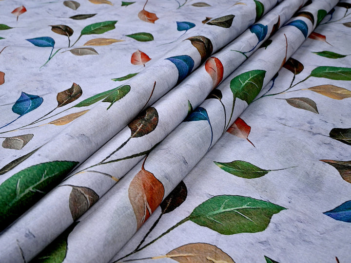 Cotton Fabric Multicolor Leaves Print