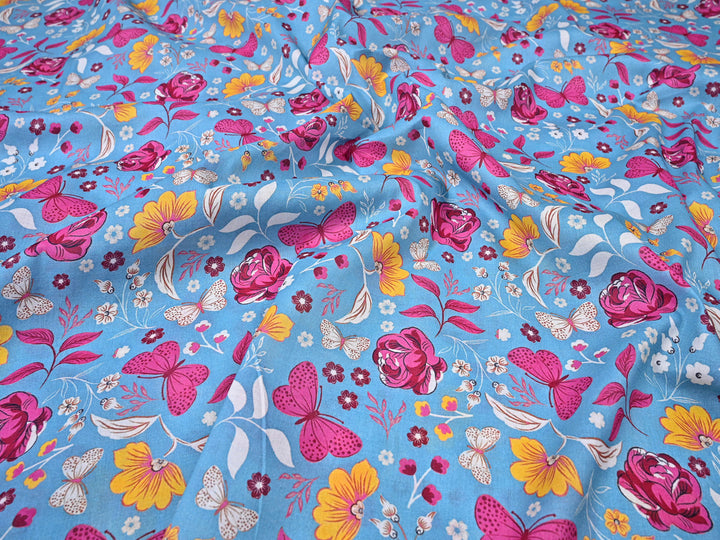 blue base cotton vintage fabric trends