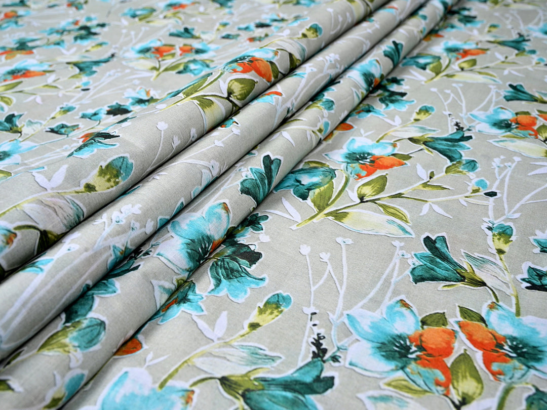 wholesale grey cotton fabric floral print