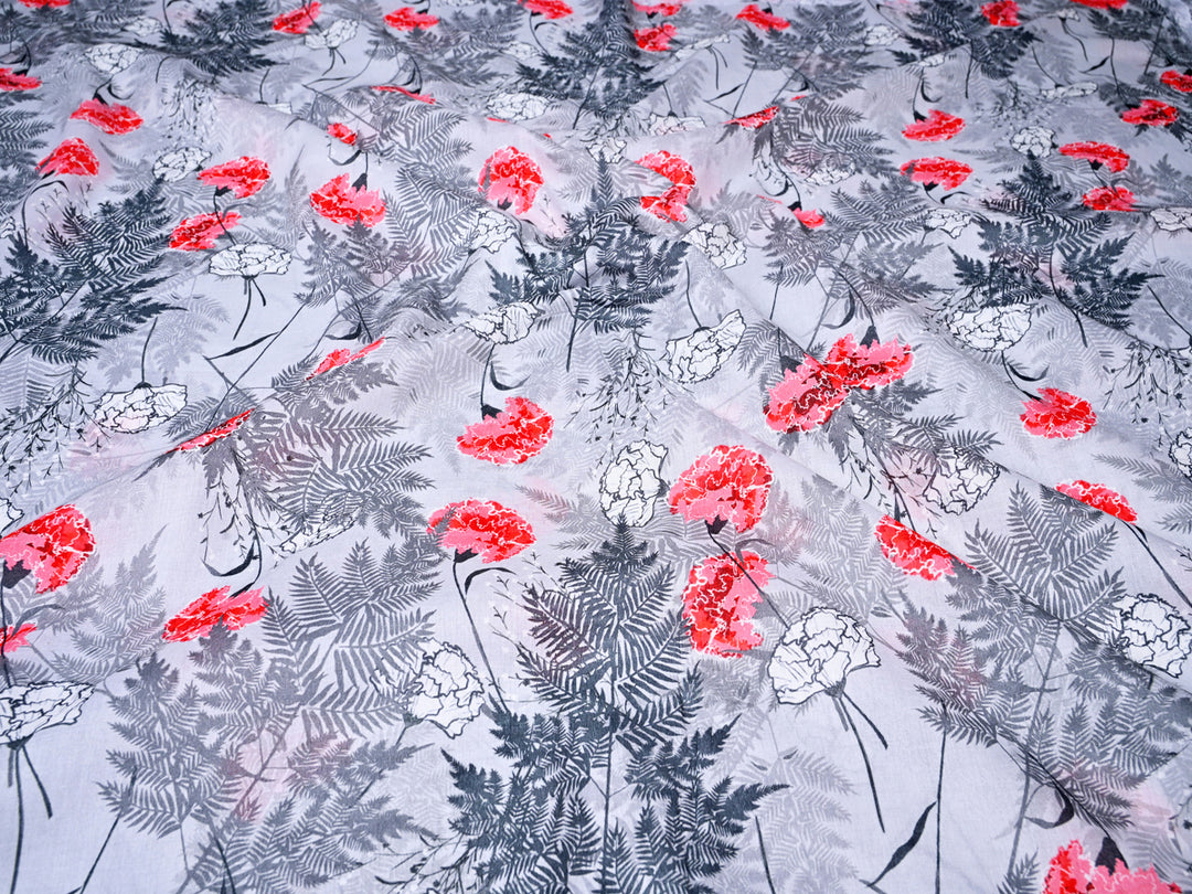 Summer Vibes Decor in Red Florals Premium Cotton Fabric