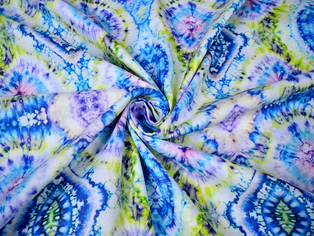 Blue Shibori Printed Cotton Fabric India
