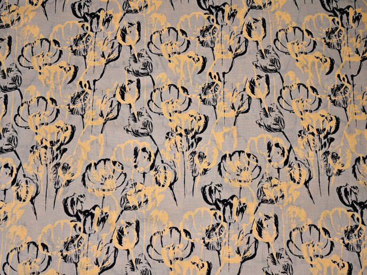 Indo Libas ~ Shop Today! Gold and Black Rose Decor Fabric by the yard
