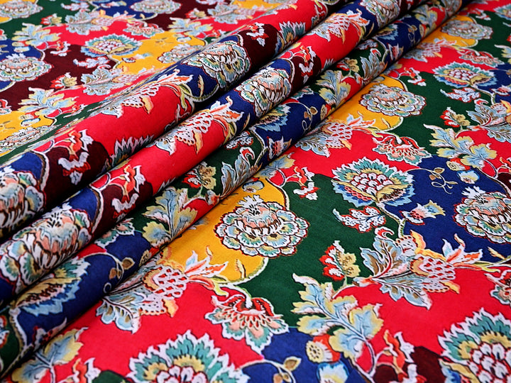 handmade floral sanganeri print fabric