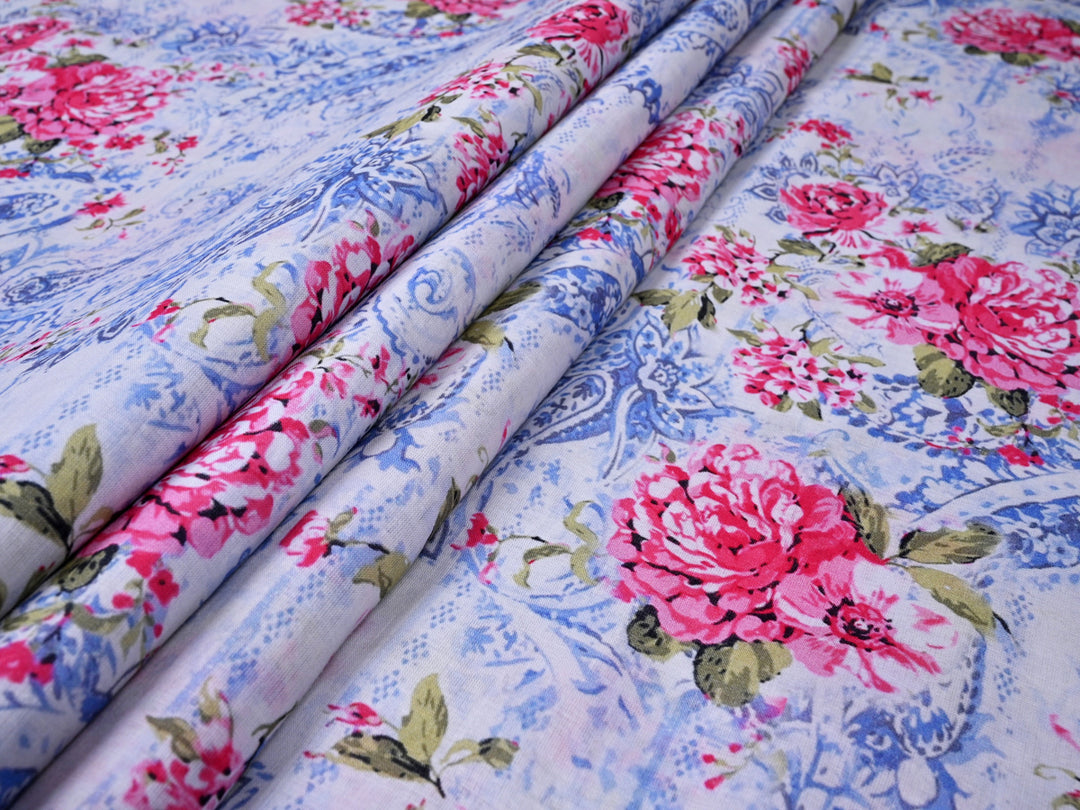 Shop Eco-Friendly Cotton with Bunches of Pink Flowers