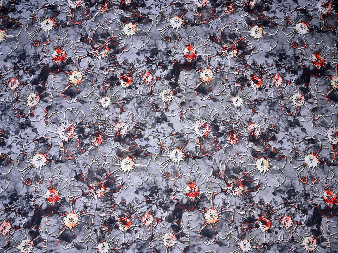 clear floral print cotton fabric