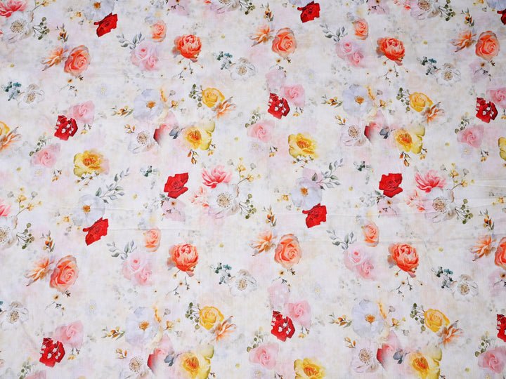 Flowers On Cotton Fabric Textiles