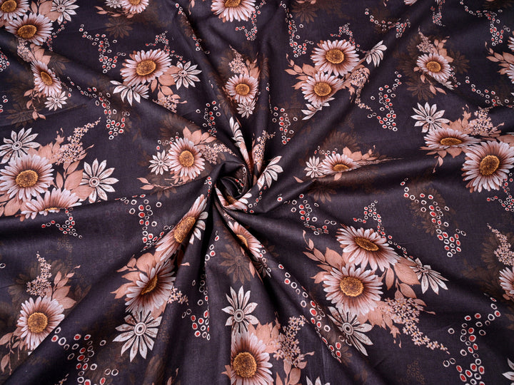 Embrace the Story in Dark Wine Mughal Flower Print Cotton Textile