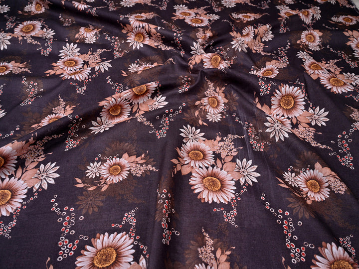 Embrace the Story in Dark Wine Mughal Flower Print Cotton Textile
