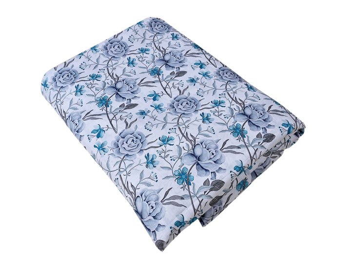Get Your Blue Cotton Voile Fabric with Beautiful Roses Now!