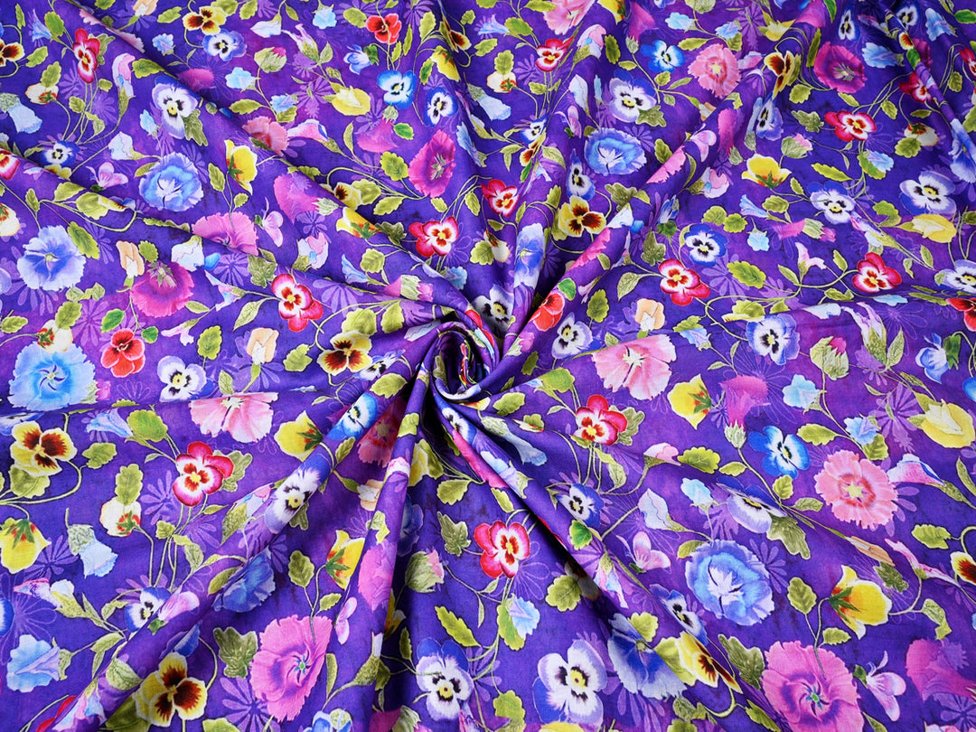 Soimoi's Purple Garden Delight Fabric Available by the Yard