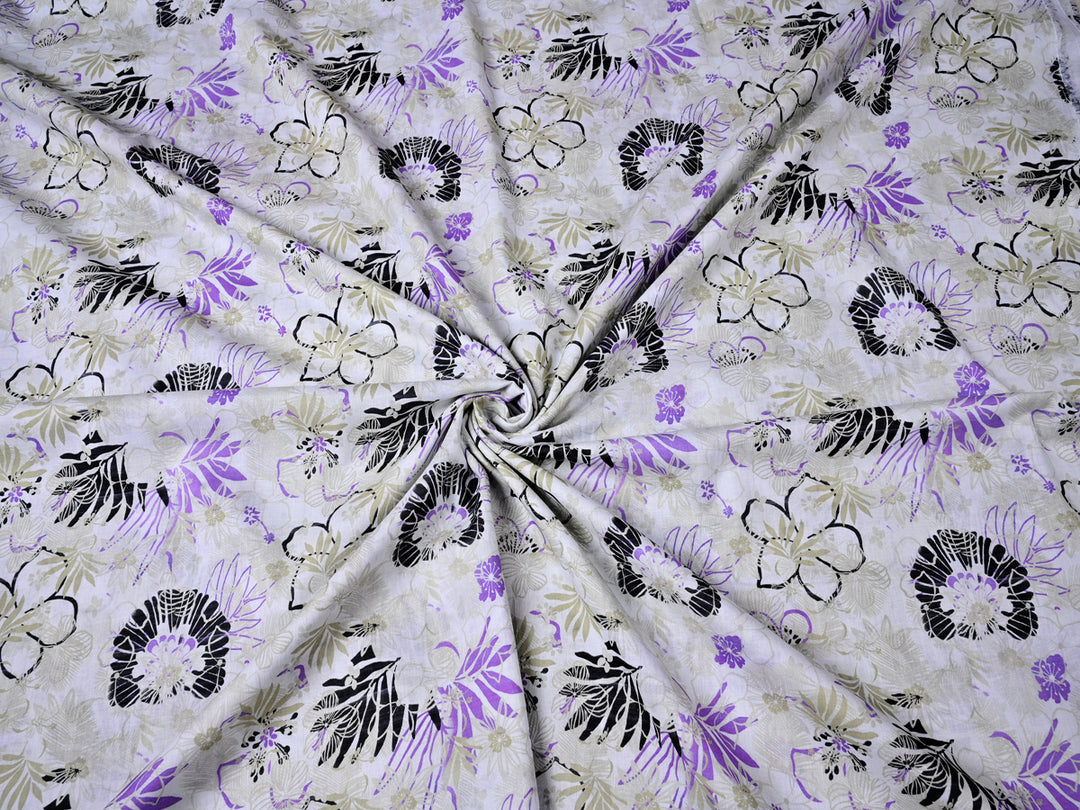 Black Floral printing digital Fabric