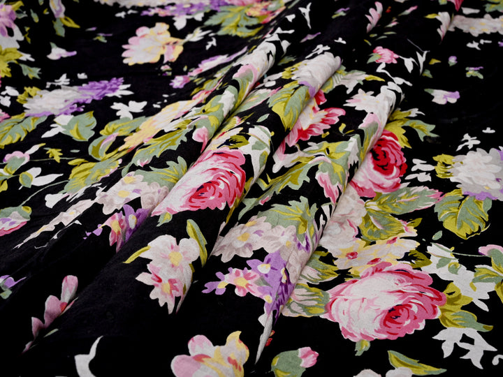 floral cotton fabric with screen printing