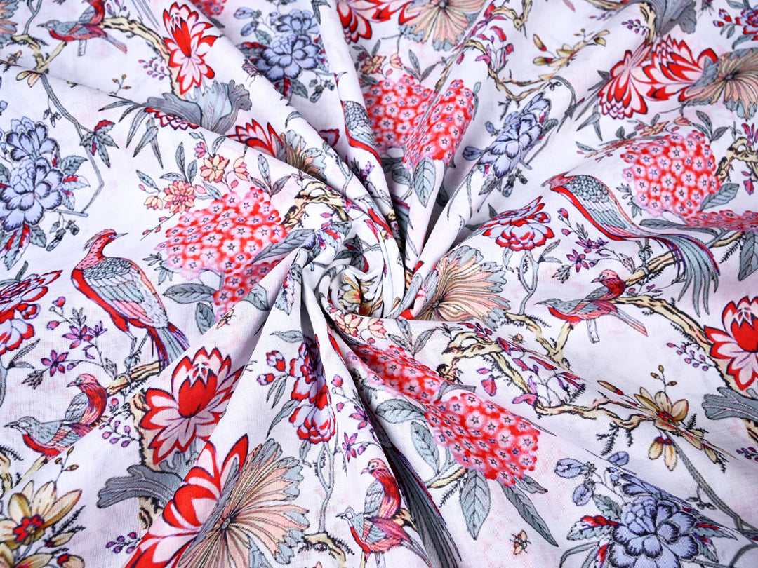 Explore Jaipur Block Print Red Florals on White – Seamless Beauty