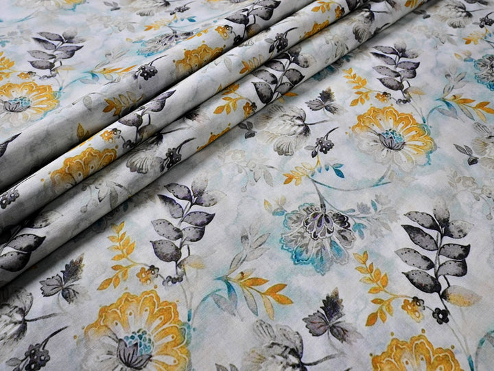 Citrus shade Floral Botanical Print Textile for Stylish Decor