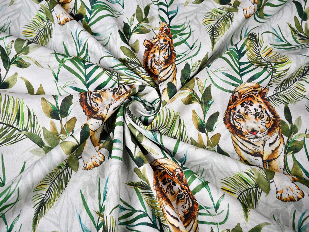 Indian Tiger Prints Cotton Fabric By The Yard