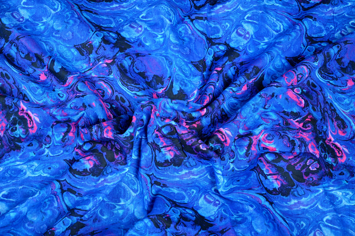 Liquid Blue Pink Cotton Fabric Indian