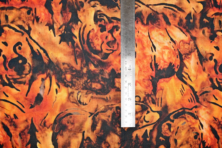 Fire Illustration Digital Print Cotton Fabric
