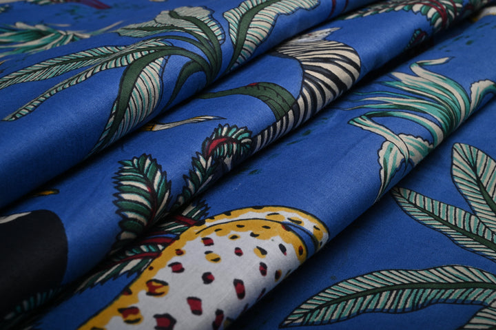 screen printing cotton fabric with jungle vibes