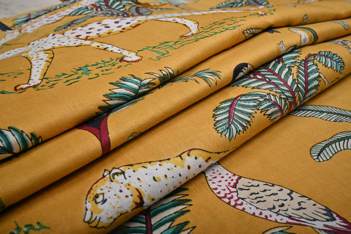 screen printing cotton fabric with jungle vibes