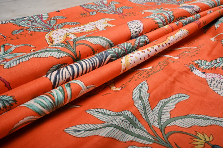 screen printing cotton fabric with jungle vibes