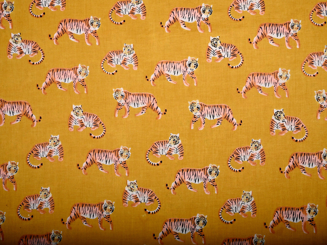 orange cotton printed fabric online