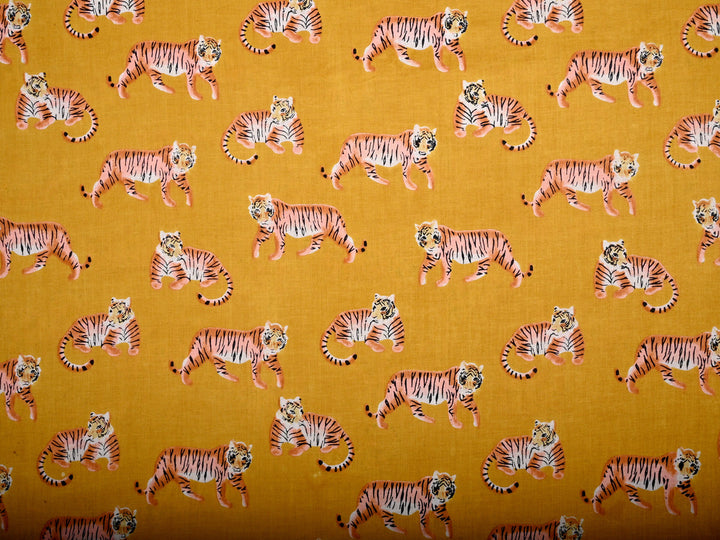 orange cotton printed fabric online